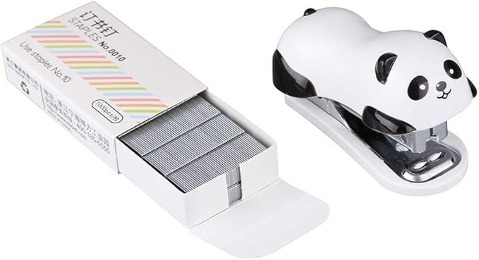 Cute Panda Mini Desktop Stapler, Home Stapler with 1000 Staples