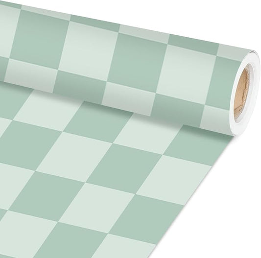 Green Checkered Bulletin Board Paper Roll Retro Hippie Green Bulletin Board Background Back to School Classroom Decor Poster for Art Craft DIY Project Home Office Spring Party Supplies 17.7inx20ft