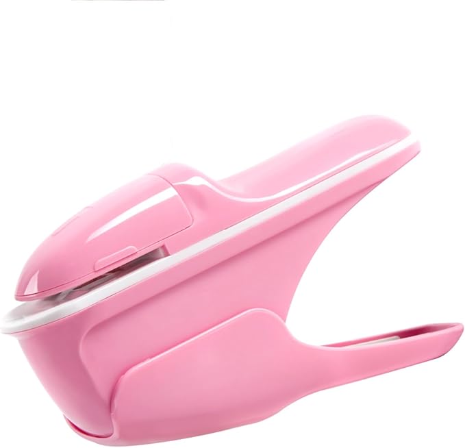 Stapleless Stapler, Staplers for Desk,Mini Stapler,Office Supplies,Paper Clinch Compact Staple Free Staple,with Labor Saving Structure Design for Office School, Up to 8 Sheets Binding, Ivory Pink
