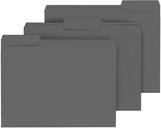 File Folder, PANDRI 120 Pack File Folder, 1/3 Cut Tab, Letter Size, Filing Folder for Office School Business, Dark Gray