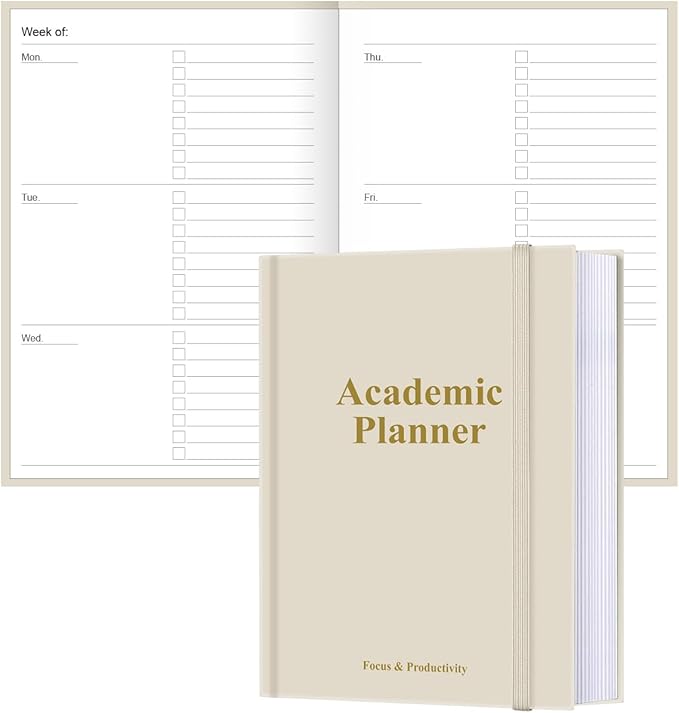 Academic Planner for 2026-2027 or Anytime – 5.8" x 8.5" Undated Weekly Student Planner For Homeschool, High School, College & Nursing Students, 200 Pages, Beige