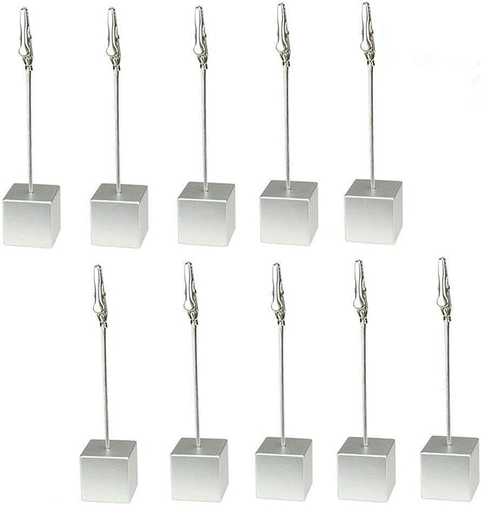 Xiaoyztan Memo Clips Holder,Silver Cube Table Number Holders,Paper Note Clip for Office Home Use, Office Memo Holders, Desk Accessories and Workspace Organizers,Pack of 10