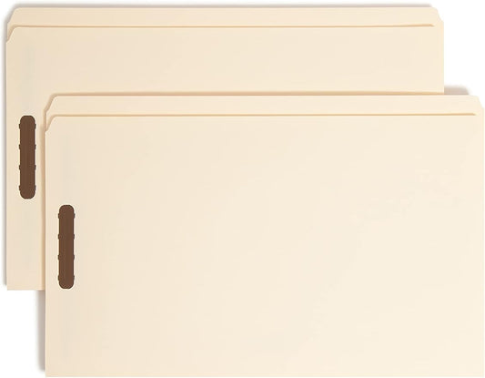 Smead Fastener File Folder, 2 Fasteners, Straight-Cut Tab, Legal Size, Manila, 50 per Box (19513)