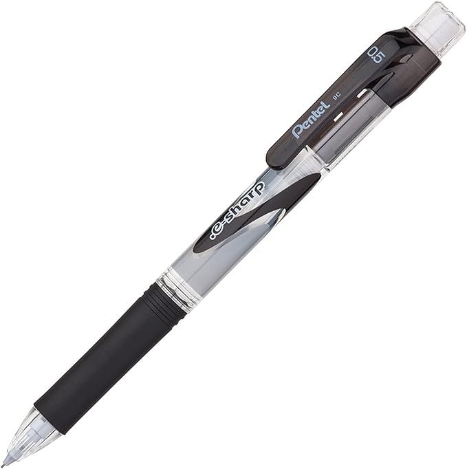 Pentel E-Sharp Mechanical Pencil, 0.50 mm, Black Barrel, Dozen Box (AZ125A)