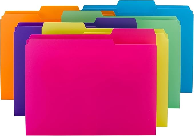 Smead Poly File Folder, 1/3-Cut Tab Letter Size, Bright Colors, 24 per Box (10506)