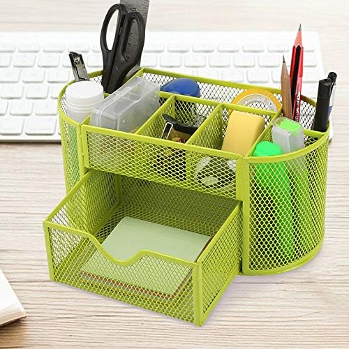 Wire Mesh Pen Desk Top Storage Organizer Holder Office School Supply Green Metal