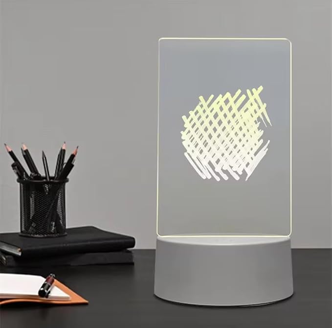 LED Vertical Message Board Light, Acrylic Writing Display Lamp with Stand, White
