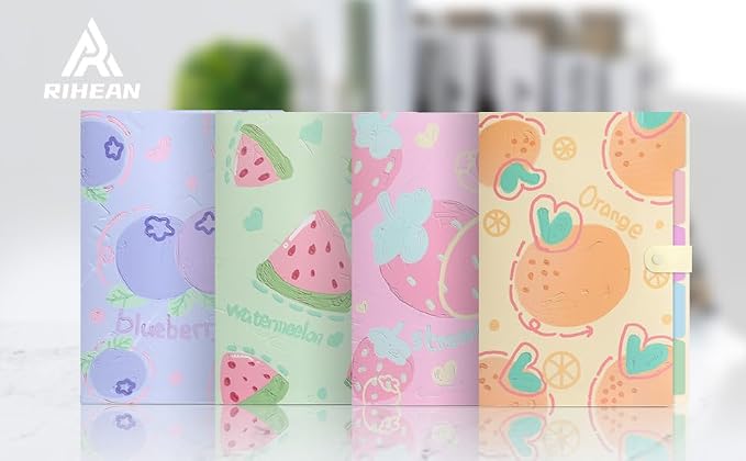 Cute Expanding File Folder Fruit Series - 5 Pockets Accordion Document Organizer, Waterproof Poly Plastic, A4/Letter Size for School Office Home (Watermelon)