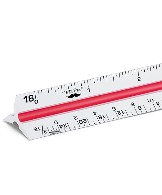 Mr. Pen Architectural Scale Ruler, 12 Inch, White, Contractor's Scaling Ruler, Drawing & Drafting Tool