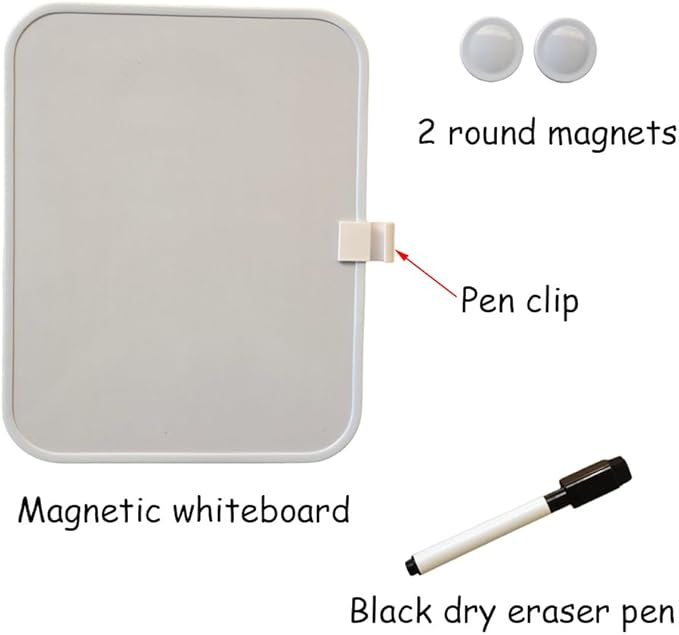 Small Dry Erase Board，Fridge Whiteboard，6" X 8" with Dry Erase Markers Magnetic and 2 Magnets，Mini Whiteboard for Office Door，School Lockers（White）