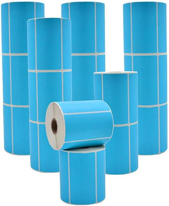 WOD Sky Blue Direct Thermal Label Rolls - 4 x 2 inch, 725 Nametag Stickers per Roll (Pack of 16) Permanent Adhesive Color Coding, Labeling, Inventory Management at Home, Business, and Classroom.