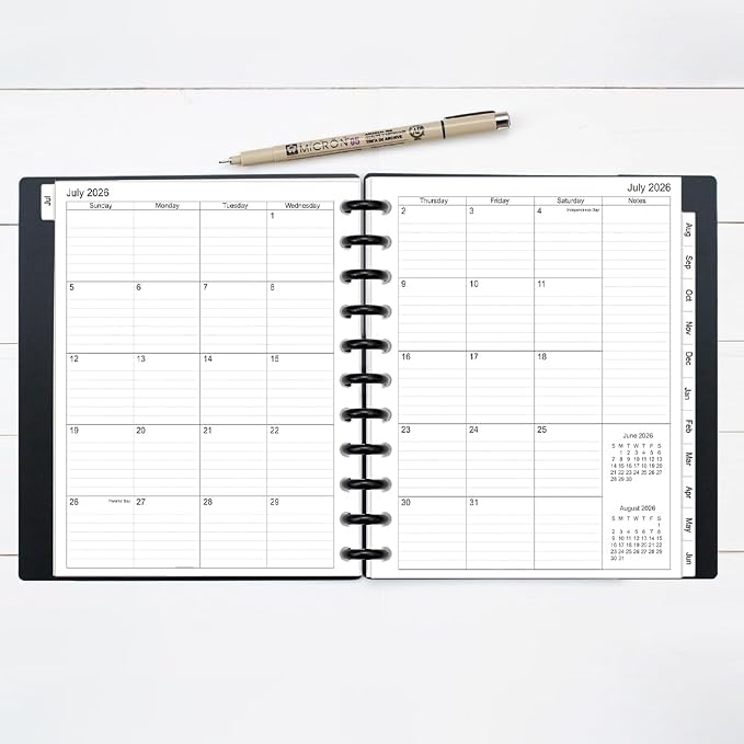 2026-2027 Monthly Planner Refill, Jul 2026 to Jun 2027, Two Pages Per Month, Letter Size, 8-1/2" x 11",11-Discbound,2026-2027 Planner Inserts
