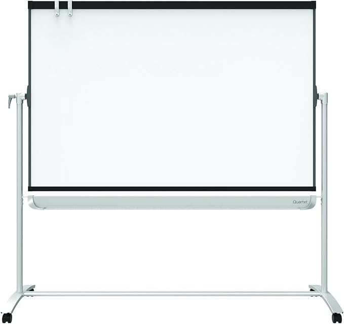 Quartet Easel, Magnetic Whiteboard, 4' x 3', Reversible, Mobile, Flipchart Holder, Prestige 2, Black Frame (ECM43P2)