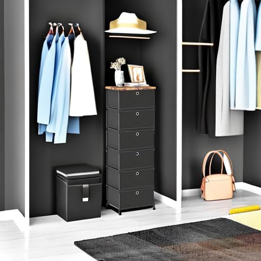 LUKYTOWER Fabric Cube Storage Organizer with Bins | Sturdy 6 Cubby Shelf, Multifunctional Compact Space Saver, Large Capacity Shelves, Closet, Living Room, Dorm, Yarn