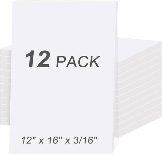 MYFAMIREA 12 Pack White Foam Board 12" x 16", 3/16" (5MM) Thick Board Poster Acid-Free Foam Core, Double Sided Foamboard Sheets for Projects, Art, Craft, Presentations and Wedding Signage