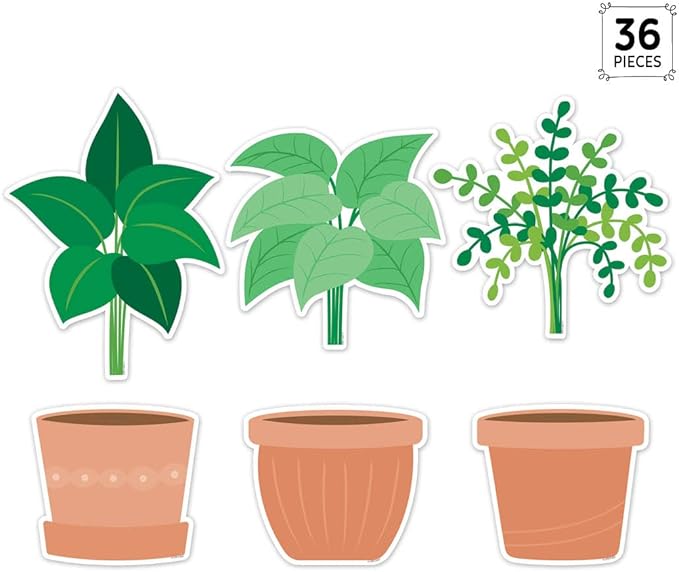 CTP Potted Plants 6" Cut-Outs Learning Décor Accents for Classroom (Creative Teaching Press 10597)