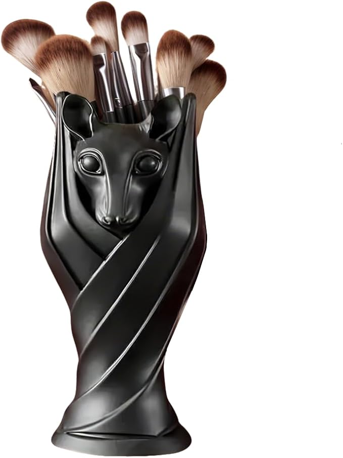 Mamarmot Gothic Bat Makeup Brush Cup Storage Organizer, 3D Printed Cool Animals Design, Office Supplies Desk Base, Game Controller Holder, Desktop Decorative Holder for Men Women Gift (Bat)