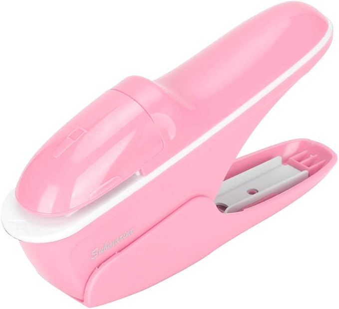 White ABS Stapleless Paper Stapler, Stapleless Stapling Machine, Laborsaving Hand Stapleless Stapler, Easy to Operate for School with Comfortable Handle Office (Pink)