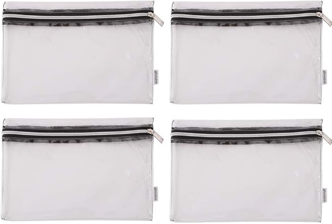 Clear Vinyl Zipper Multi-purpose Waterproof Office Home Supply Organizers toiletry Pouch Tool Bag 4-pack