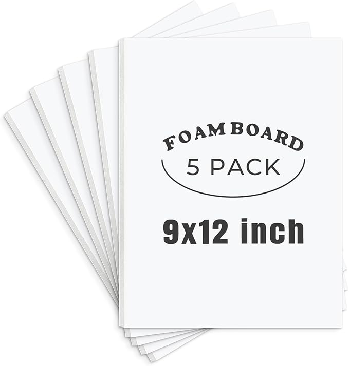 AUEAR, 5 Pack 9x12 White Foam Boards, Foam Core Poster Board for Display, Mounting, Print, Presentation and Projects, 1/8'' Thick