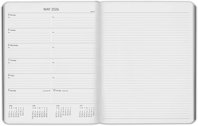 Harbor Weekly Journal Notebook Planner 2025-2026 - Lined, Durable Faux Leather, Softcover, 176 Quality Pages - For Men and Women, For Writing, Work & Travel - Key West Sundance - 9x7"