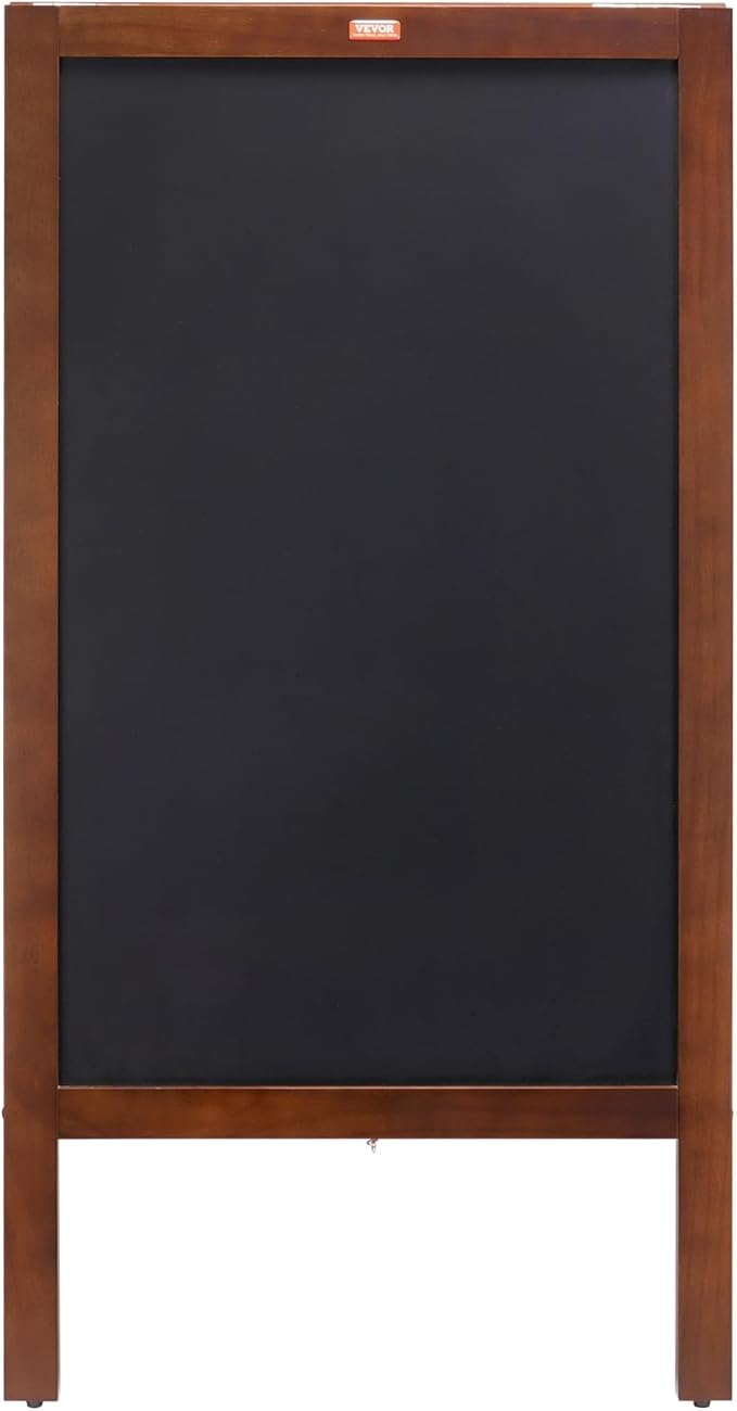 VEVOR A Frame Chalkboard Sign, Double-Sided Sidewalk Signs, Freestanding Vintage Wooden Chalk Board with Chalks & Magnetic Eraser, Rustic Brown Outdoor Sandwich Board, 20"x40", Kitchen Home Wedding