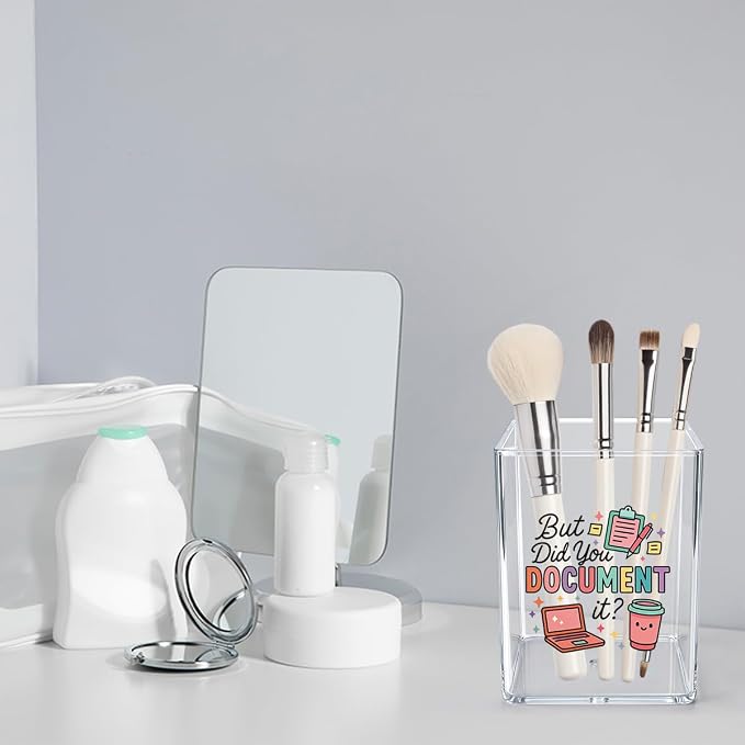 But Did You Document It Funny Office Acrylic Cosmetic Pencil Pen Holder Cup Gifts for Coworker Friends Cute Decor for Home Office Desk Vanity Organizers and Accessories