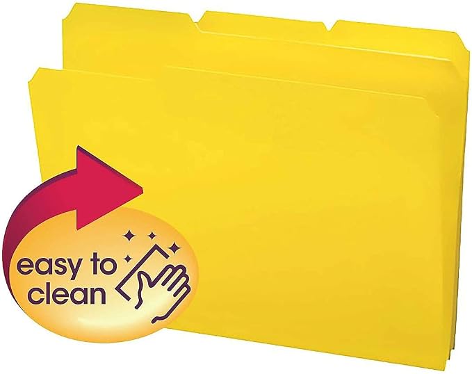 Smead Poly File Folder, 1/3-Cut Tab, Letter Size, Yellow, 24 Per Box (10504)