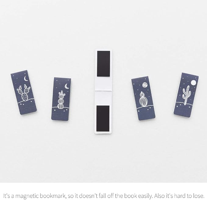 Monolike Magnetic Bookmarks Night Cactus, Set of 5