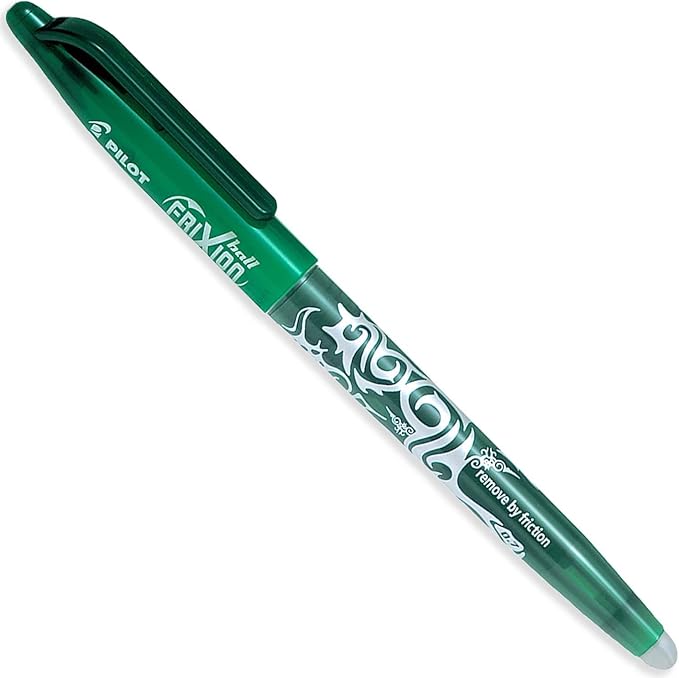 PILOT Frixion Heat/Friction Erasable Rollerball Pen FR7 - Medium Line 0.7mm Tip Nib - Pillow Pack of 3 (Green)