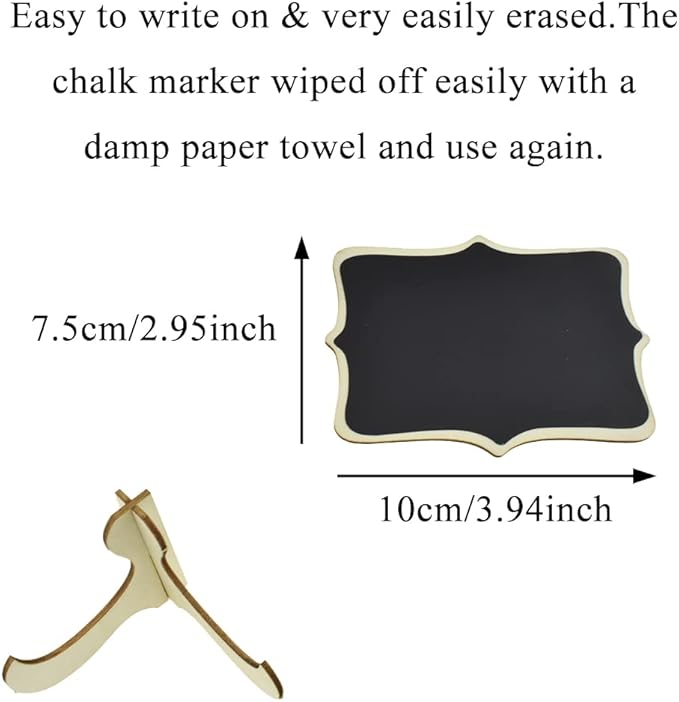 HAHIYO Mini Blackboards Chalkboard Signs with Wood Easels Support Easy Set up Smooth Even Surface Easy Write and Clean Stand Not Fall Over for Food Wedding Buffet Memo 12PCS