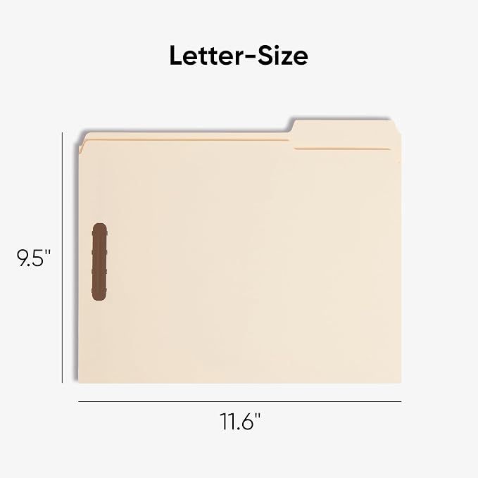 Smead Fastener File Folders, 25 Count, Manila, Reinforced 1/3-Cut Tabs, Letter Size (14536)