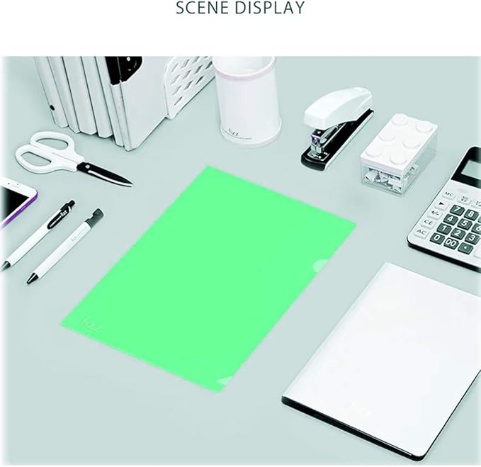 L-Type Plastic Folder Safe Project Pockets Transparent Clear Document Folder 12pcs for A4 paperPlastic Paper Jacket Sleeves in Assorted Project Folders （Green）