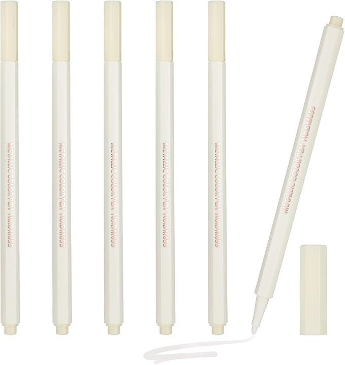 PATIKIL Metallic Marker Pens, 6Pcs Permanent Markers Medium Tip Quick Dry Paint Pen on Plastic Wood Stone Glass Canvas DIY Crafts Art Supplies for Drawing Writing Marking, White