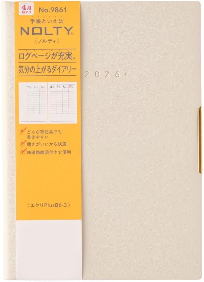NOLTY Ecri Plus B6-3 Weekly Planner 2026, April Start, Japanese Edition, Ivory, 2026-9861