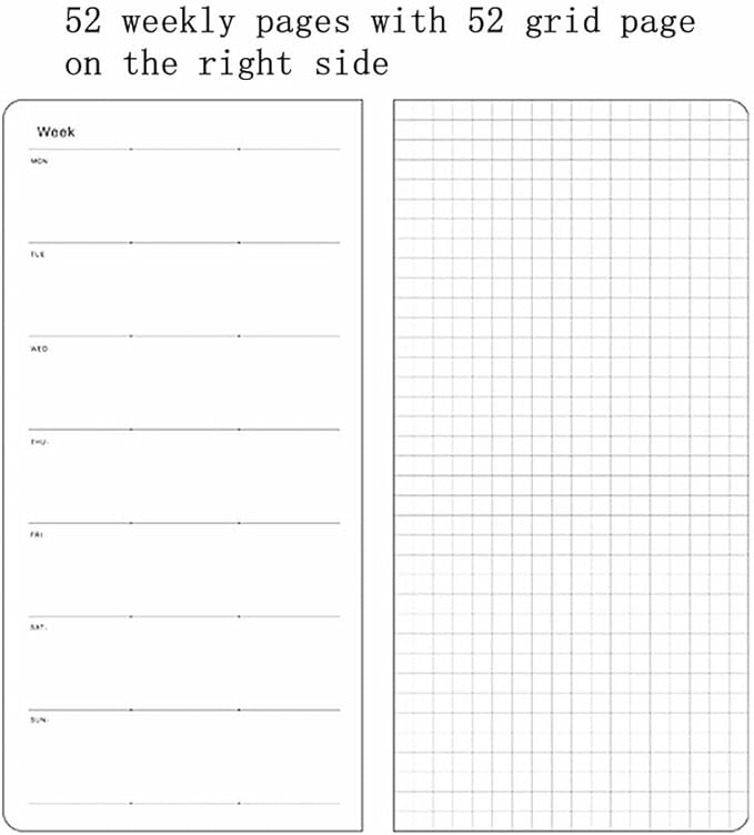 A6 Weekly Planner Undated Weeks Portable Size Organizer Appointment PU Leather Journal Pocket Notebook (Beige with cover)