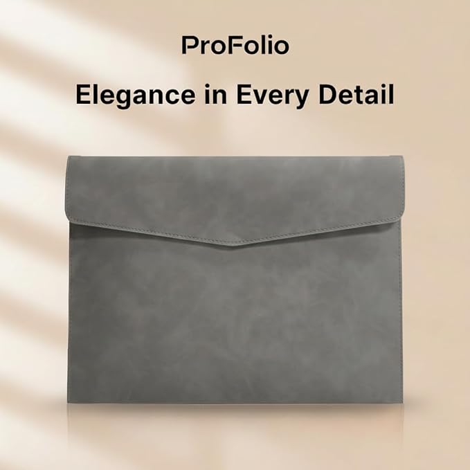 Leather Document Pouch A4 File Folder - Square Flap Document Holde Reusable Filling Envelopes - Thickened Snap-Closure Waterproof Business Organizer (1 Pc – Grey)