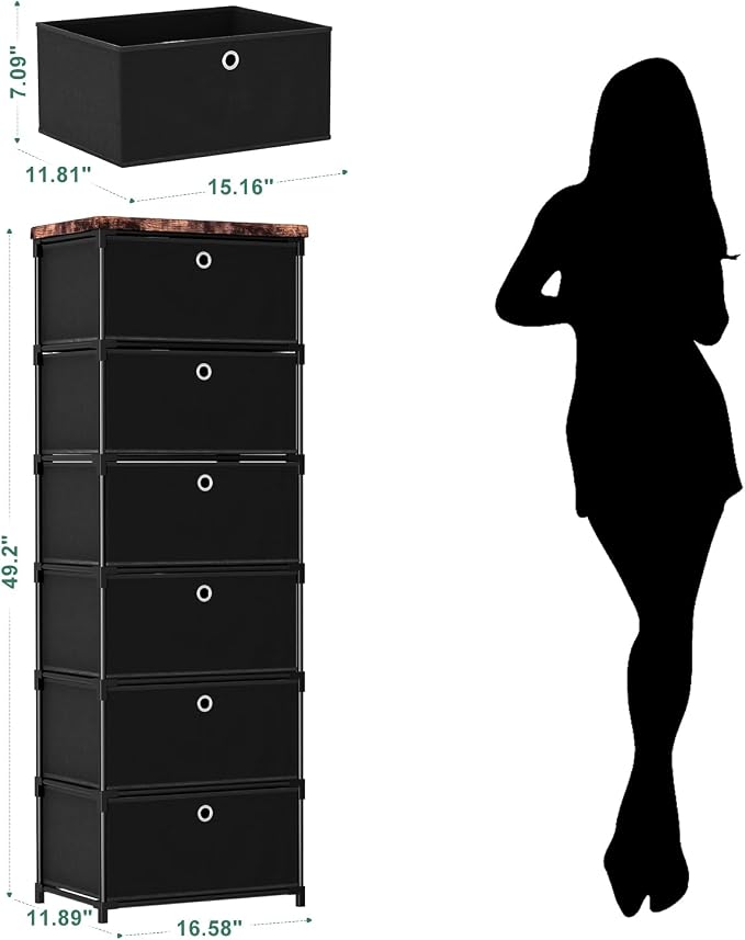 LUKYTOWER Fabric Cube Storage Organizer with Bins | Sturdy 6 Cubby Shelf, Multifunctional Compact Space Saver, Large Capacity Shelves, Closet, Living Room, Dorm, Yarn