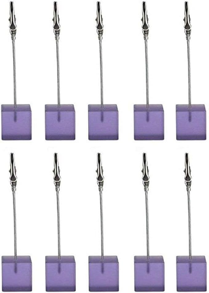 Xiaoyztan Memo Clips Holder,Purple Cube Table Number Holders,Paper Note Clip for Office Home Use, Office Memo Holders, Desk Accessories and Workspace Organizers,Pack of 10