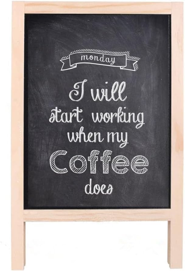 Small Wooden Tabletop Chalkboard Easel Signs with Stand, Folding A Frame Double-Sided Chalkboard Easel Sidewalk Board, Mini Food Signs Menu Board Message Display Board, Black(7.5" x 11.8")