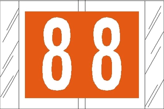 tabbies Original COL'R'TAB 81000 Series Numeric Labels, Orange, "8", 1"H x 1-1/2"W, Heavy Duty Paper & Fade-Resistant, Made in the USA, 100 Labels/Pack