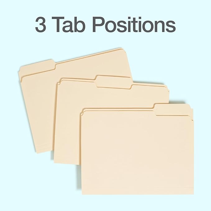 Oxford File Folders, 18 Pack, Letter Size (8.5" x 11"), 3 Tabs, Durable Manila Paper, for School, Office & Home Document Organization