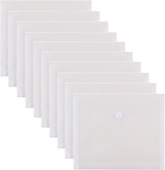 8.5 x 11 Letter Sized Clear Plastic Envelopes with Expanding Gusset Document File Storage Holder 10 Pack Hook Loop Closure