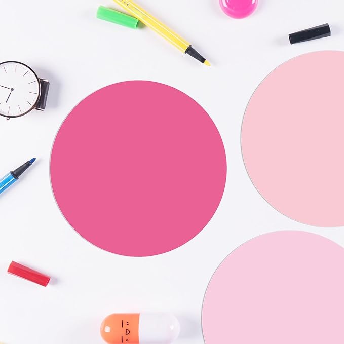 Lincia 24 Pack Colorful Erase Dots Circles 10.5 Inch Removable Vinyl Spot Dry Erase Desktop Writing Spots Set for 100th Day of School Classroom Table Teacher Students Home Desk Wall (Pink Colors)