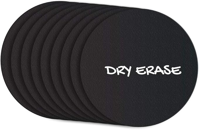 Black Dry Erase Chalkboard Magnetic Shelf Label Magnets. Perfect for Kitchen of Office. (2" Round (10 pcs))