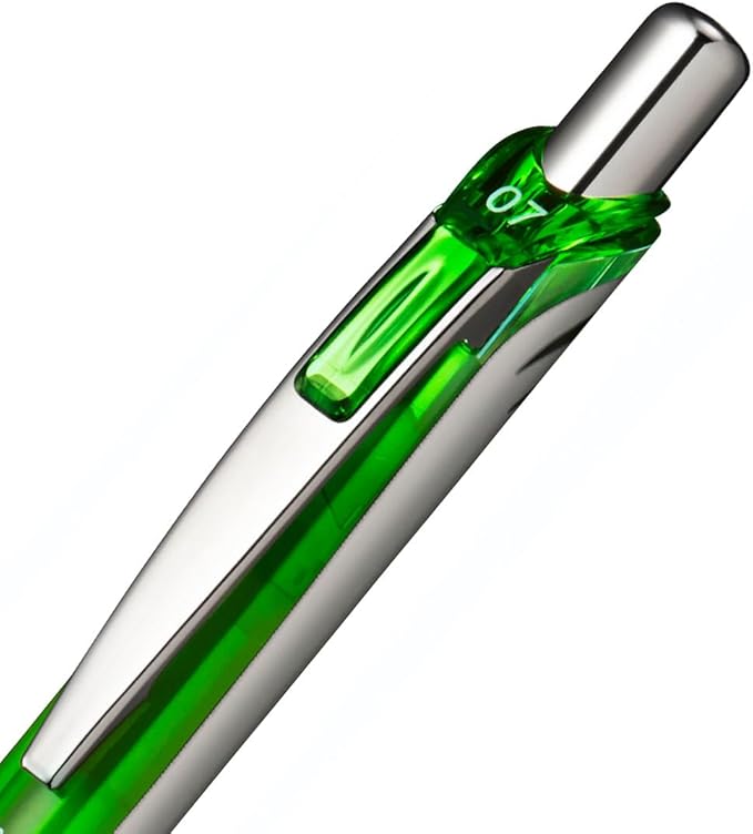 Pentel EnerGel RTX Retractable Liquid Gel Pen, (0.7mm) Metal Tip, Medium Line, Lime Green Ink, Box of 12 (BL77-K)