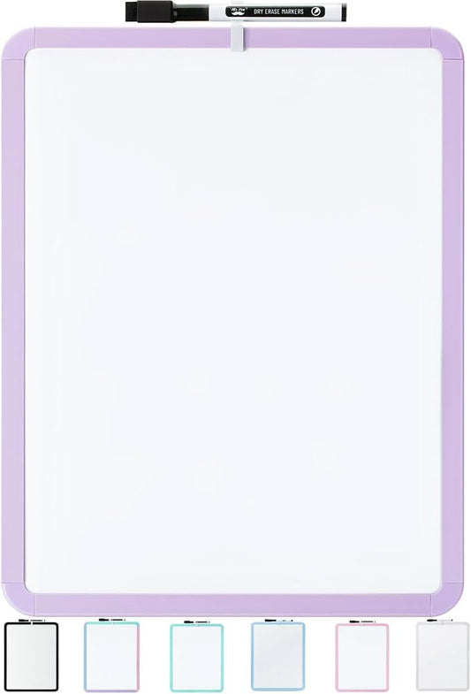 Mr. Pen- Dry Erase Board, 14” x 11” with a Black Dry Erase Marker, Purple Frame, Small Mini White Board for Students, Fridge, Wall, Locker, Includes Double Sided Tapes