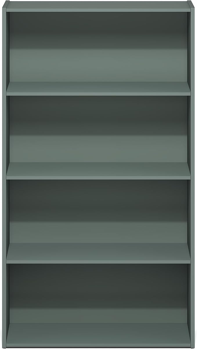 Furinno PASIR Book Shelf, 3-Tier Bookshelf, Storage Shelves Bookcase, 9.7 x 23.7 x 31.5, for Living Room, Bedroom, Home Office, Sage Green