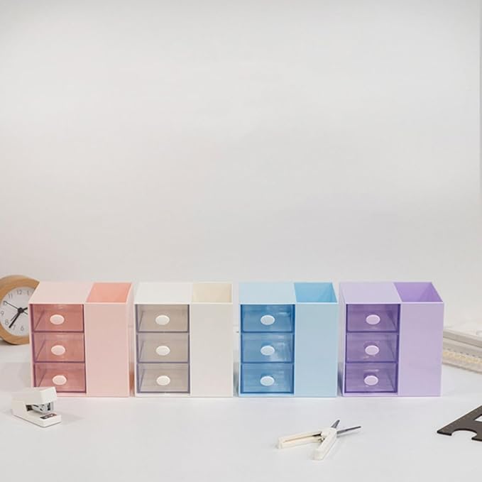 Cabilock Multi-function Desktop Box Large Capacity Office Supply Organizer Purple Stationery Storage Container for Desk and Home Office Use
