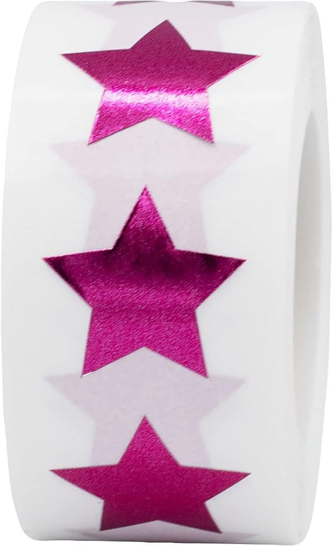 Metallic Rose Star Stickers, 3/4" Inch, 500 Labels per Roll - Perfect for Reward Systems, Decorating, and Crafting in Schools, Offices, Home and Personal Use